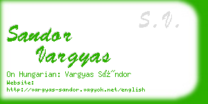 sandor vargyas business card